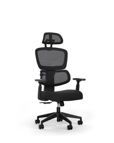 Chaise de bureau ergonomique DESKSPACE MOVE grise avec structure blanche, vue produit détourée sur fond clair